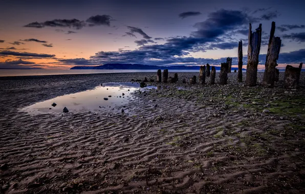 Sea, landscape, sunset, shore