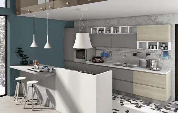 Style, Villa, interior, Italy, kitchen, dining room, dining area, Italian design