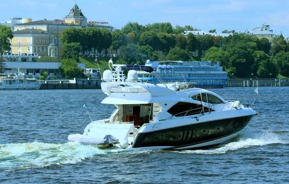 Landscape, river, yacht
