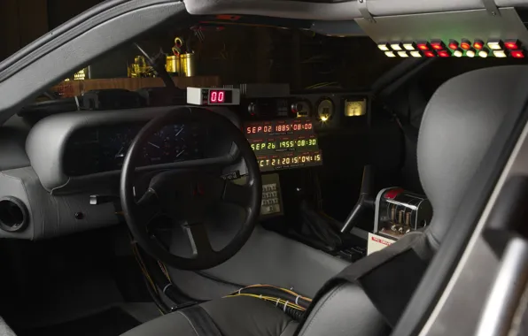 Dashboard, Delorean, Back to the future, Time machine, Time machine, The workplace of temponauta