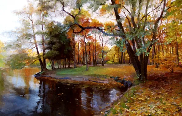 Oil, picture, canvas, &ampquot;Autumn&ampquot;