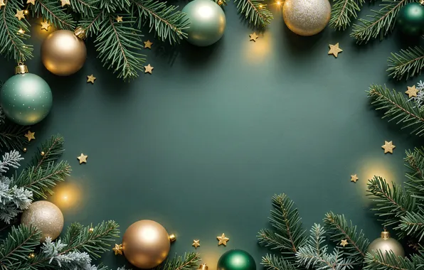 Decoration, background, balls, Christmas, New year, golden, new year, Christmas