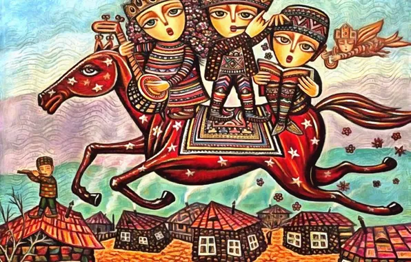 Picture stars, children, horse, home, Homeland, Sevada Grigoryan