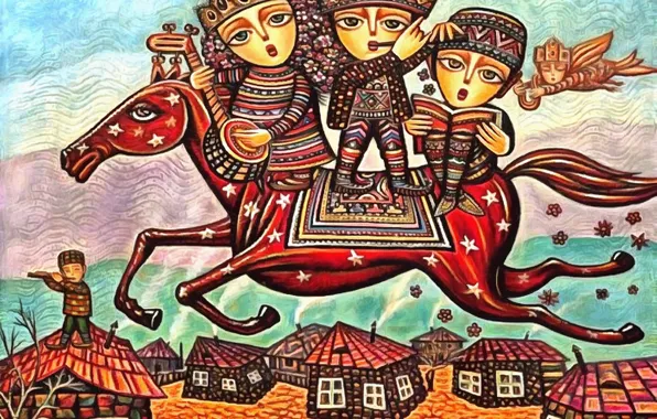 Stars, children, horse, home, homeland, Sevada Grigoryan