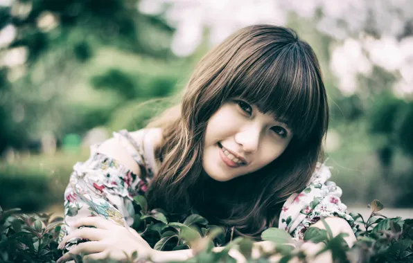 Smile, portrait, Oriental girl