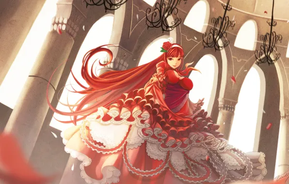 Chest, look, girl, joy, dress, art, vol.7, scharlachrot