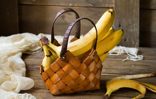 Picture Board, bananas, fabric, handbag, fruit, basket, peel