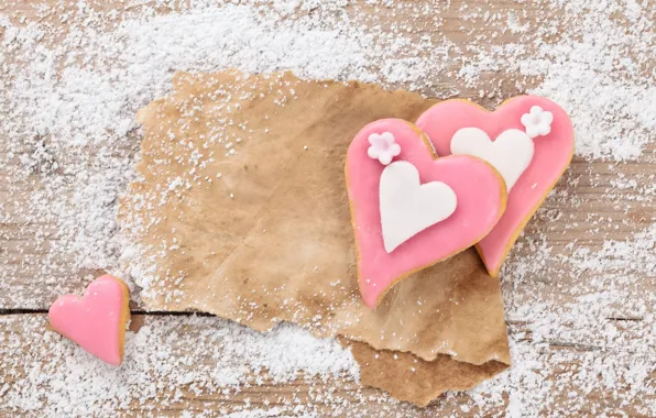 Picture paper, holiday, romance, Board, food, cookies, hearts, Valentine's day