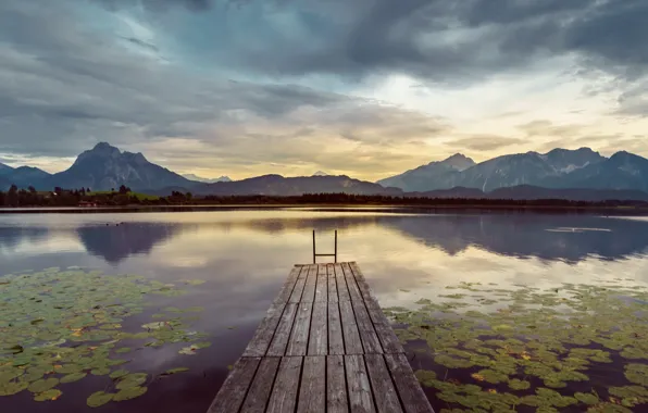 Picture mountains, lake, Germany, the bridge, Bavaria, Hopfensee