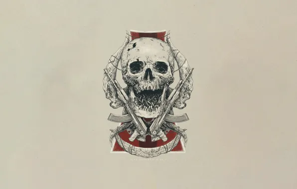 Minimalism, Skull, Style, Gun, Art, Art, Bullets, Bullets