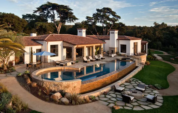 Pool, yard, CA, oven, architecture, terrace, Santa Barbara, Santa Barbara