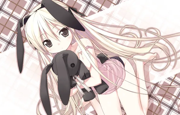 Pattern, cell, rabbit, ears, long hair, art, kasugano sora, yosuga no sora