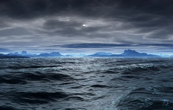 Sea, clouds, overcast