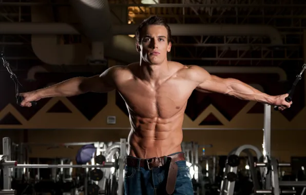 Look, pose, jeans, fitness, muscle, muscle, press, athlete