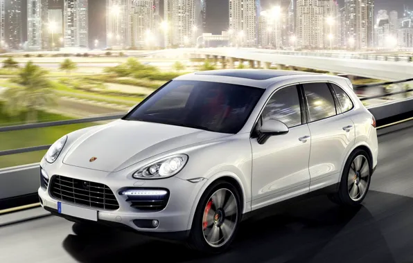 Picture Lights, Night, Speed, Skyscrapers, Light, Beautiful, Porsche Cayenne, Car