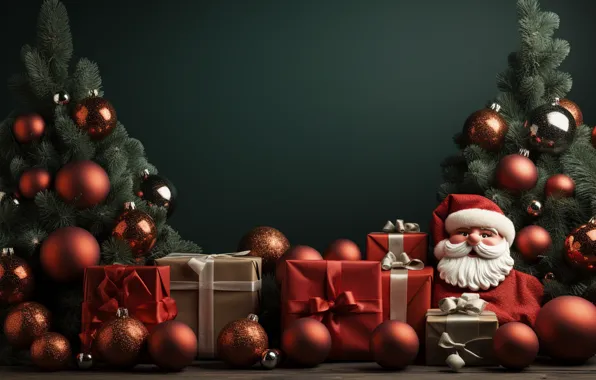 Balls, the dark background, toys, Christmas, gifts, New year, Santa Claus, Santa Claus