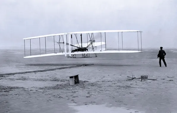Picture the plane, first flight, 1903-the year, the Wright brothers