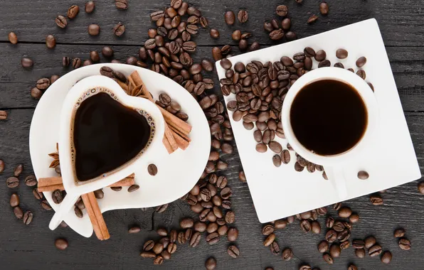 Coffee, grain, Cup, heart, cup, beans, coffee