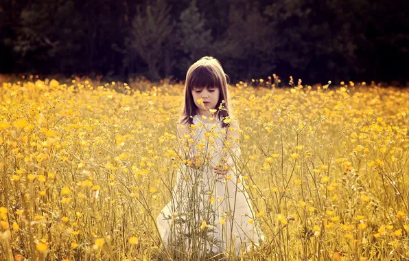 Leaves, flowers, branches, nature, mood, girl