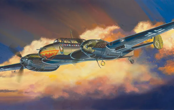 Messerschmitt, Fighter-bomber, night fighter, Luftwaffe, twin-engine heavy fighter, Bf 110 E-series