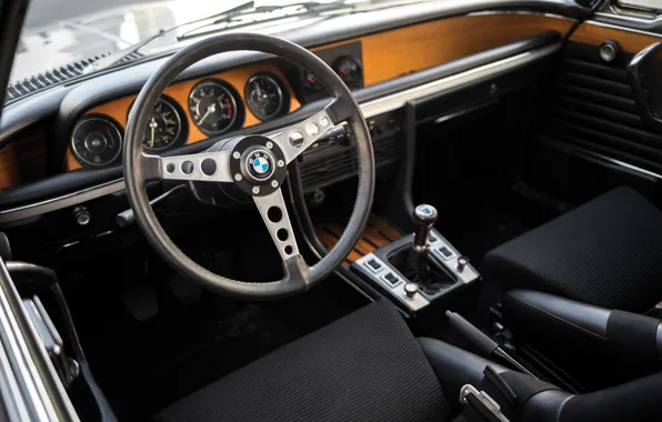 BMW, logo, 1973, steering wheel, BMW 3.0 CSL, car interior, E9