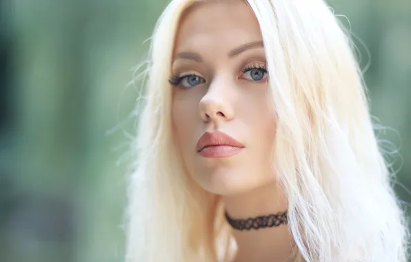 Girl, portrait, makeup, hairstyle, blonde, bokeh