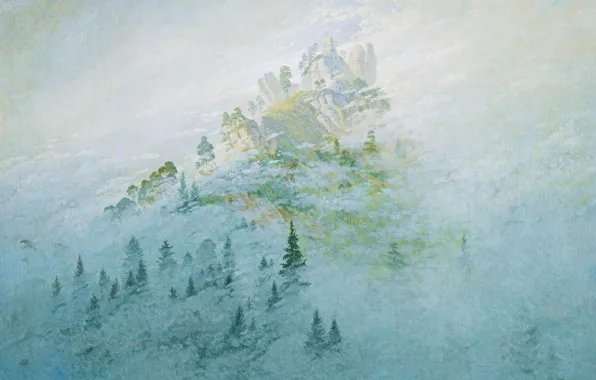 Landscape, picture, Caspar David Friedrich, Morning Mist in the Mountains