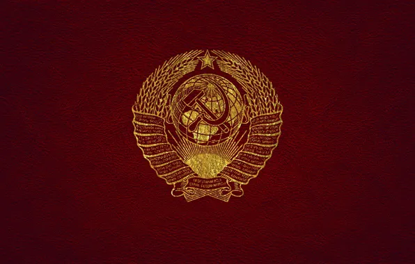 Leather, USSR, gold, coat of arms, red, the coat of arms of the USSR