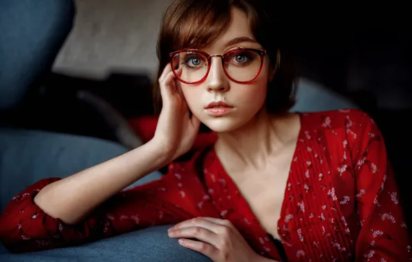 Girl, portrait, glasses, beauty, George Chernyadev, Olga Pushkina, Georgy Chernyadyev, Olya Pushkina