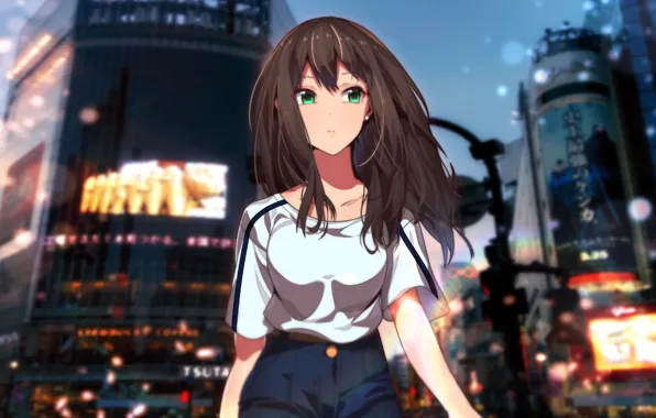 Picture girl, the city, anime, art, idolmaster