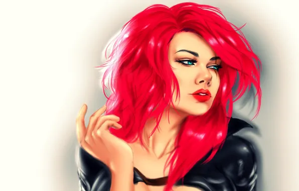 Picture look, girl, background, hand, art, profile, bright hair