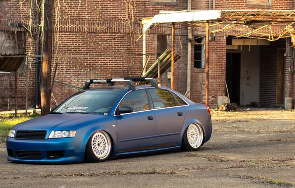 Audi, blue, tuning, low, matte