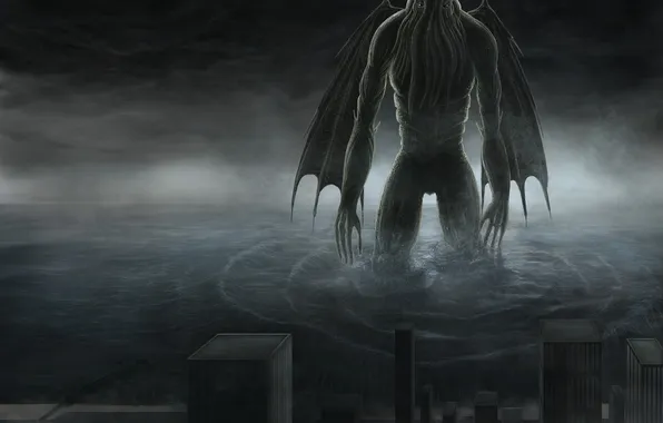 Picture water, the city, ruffle, Cthulhu, Cthulhu, gloom