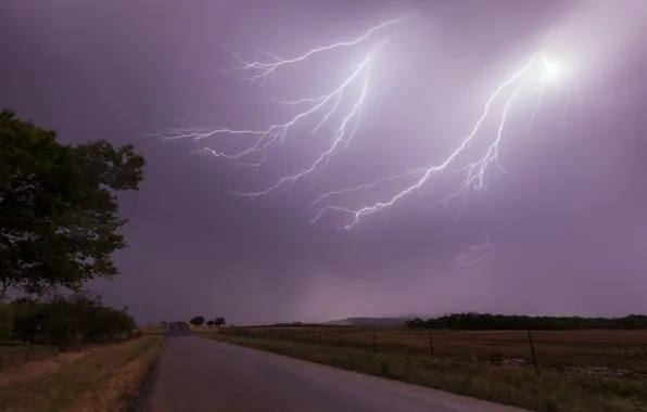 Road, element, lightning