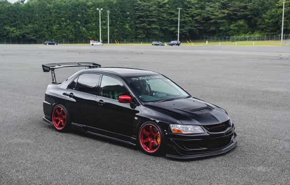 Picture turbo, red, black, mitsubishi, japan, tuning, lancer, evolution