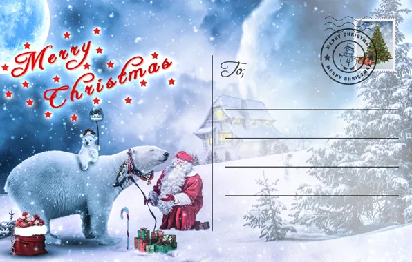 Letter, holiday, Christmas, New year, Santa Claus, Santa Claus, congratulations, postcard