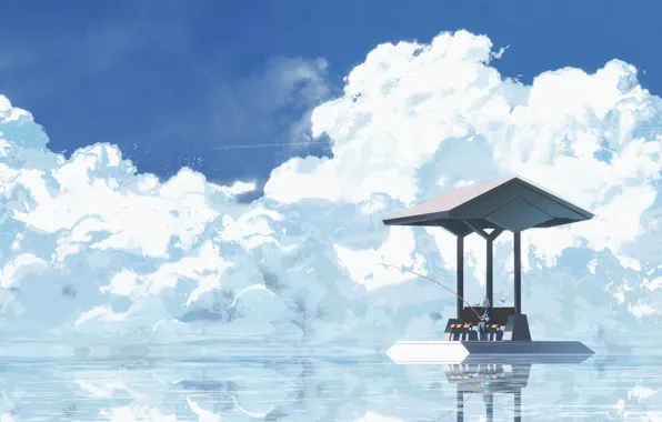 Water, Clouds, Horizon, Art, asuteroid