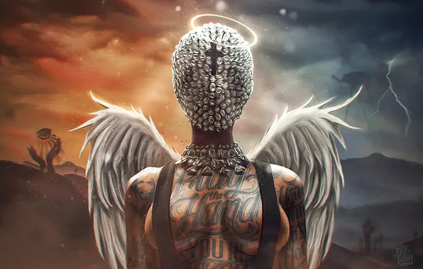 Chest, wings, angel, Girl, art, Erotic, illustration, Max Twain