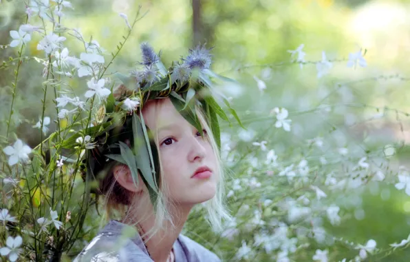 Picture summer, flowers, mood, beauty, girl