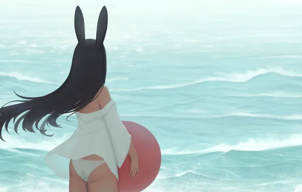 Sea, girl, round, rabbit, ears