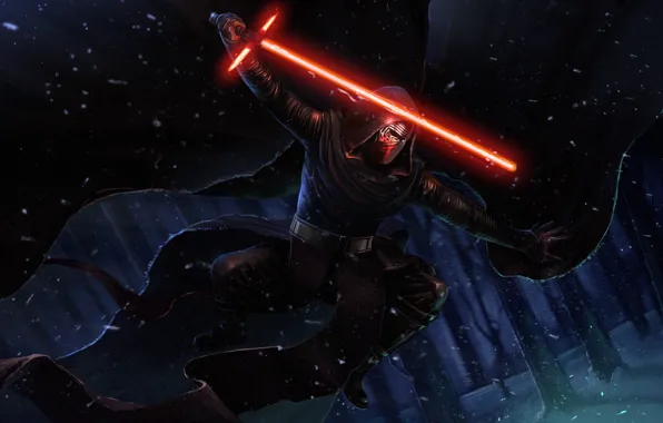 Picture winter, snow, sword, Star Wars, fantasy, science fiction, art, lightsaber