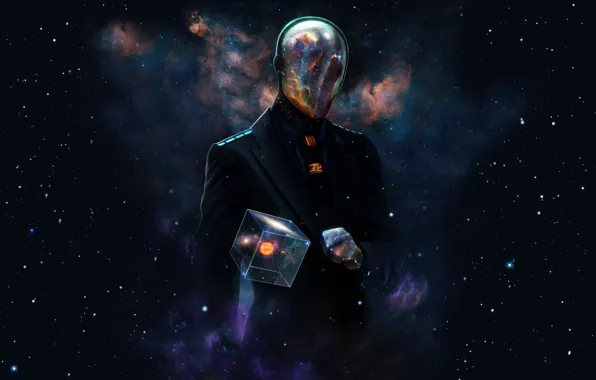 Space, cube, alien creature, alien race