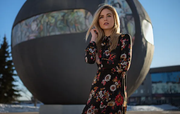 Girl, Photo, Snow, Blonde, Model, Girl, Hair, Dress