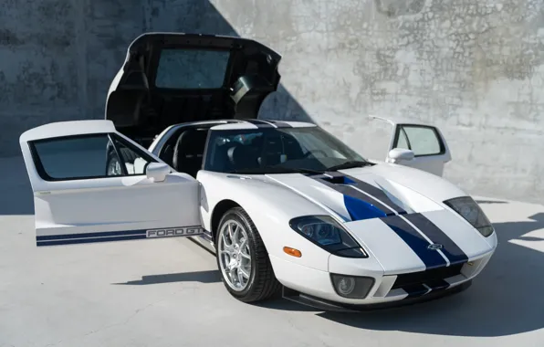 White, The hood, Door, Sports car, 2005 Ford GT
