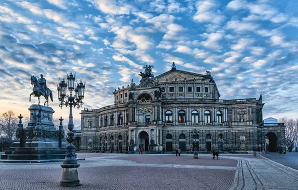 The sky, clouds, Germany, Dresden, area, monument, theatre