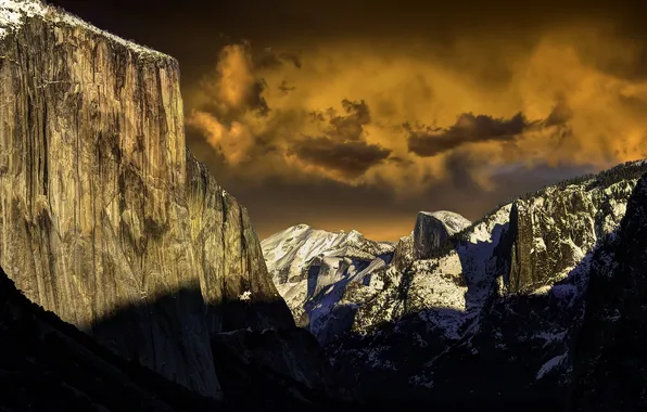Mountains, nature, Yosemite Sunset
