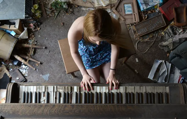 Girl, music, piano