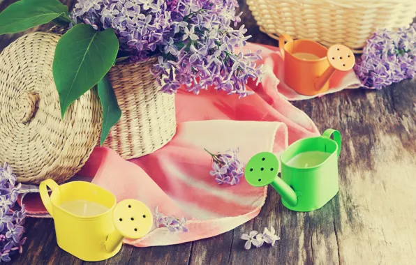 Picture Board, branch, candles, fabric, lilac, basket, heads