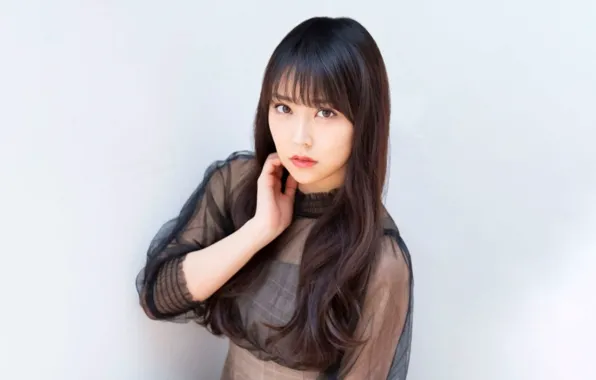 Wallpaper girl, blouse, long hair, beautiful, pretty, lips, face, asian