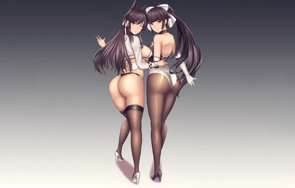 Sexy, ass, cleavage, thighhighs, long hair, legs, girls, boobs